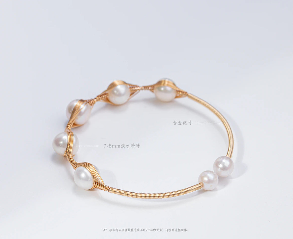 Freshwater Pearl Bracelet 7-8mm Opening Adjustable Classic All-match Design