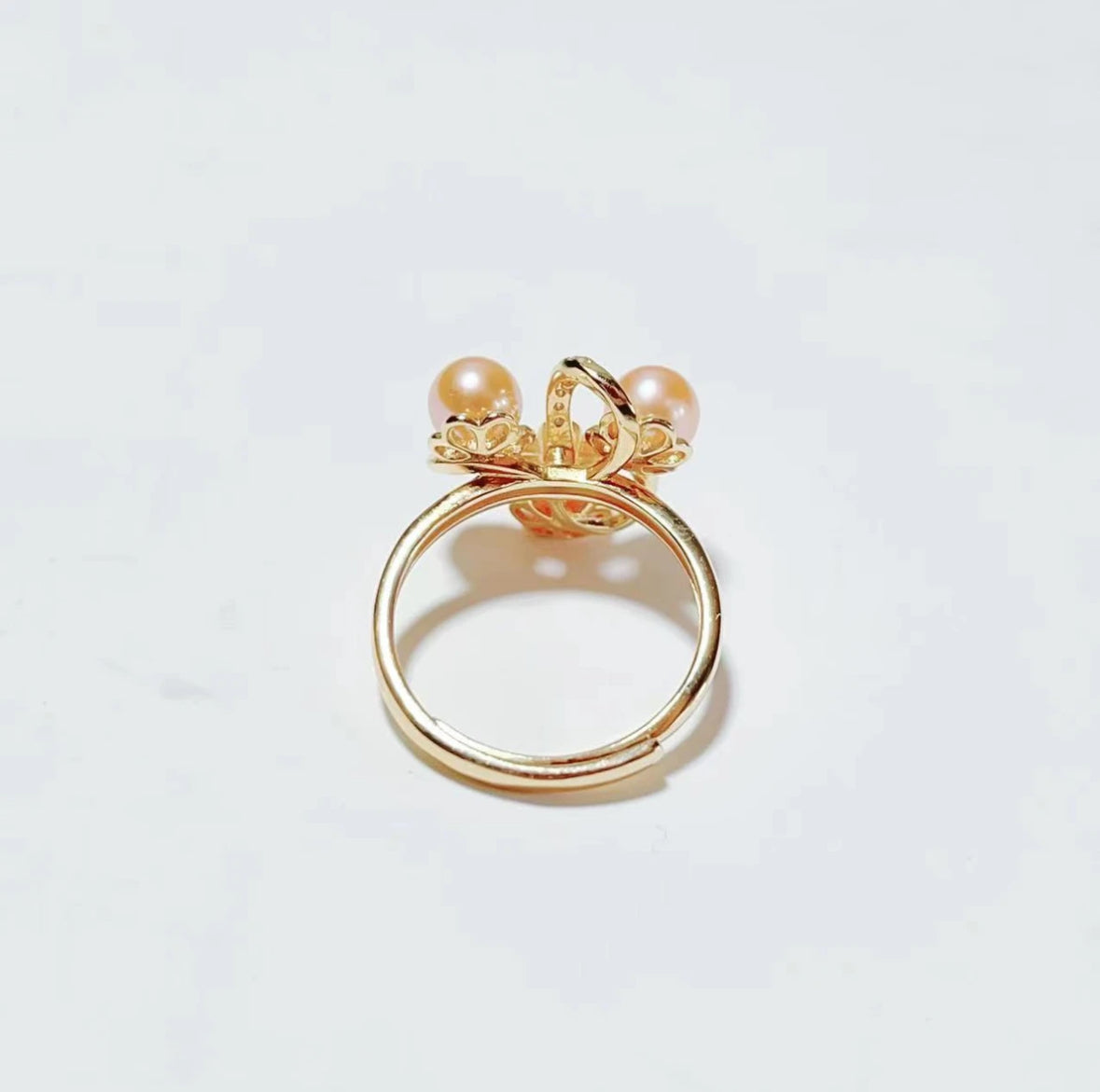 "Monet Garden"/Freshwater Non-bead Orange Gold Pearl Ring/5-6MM