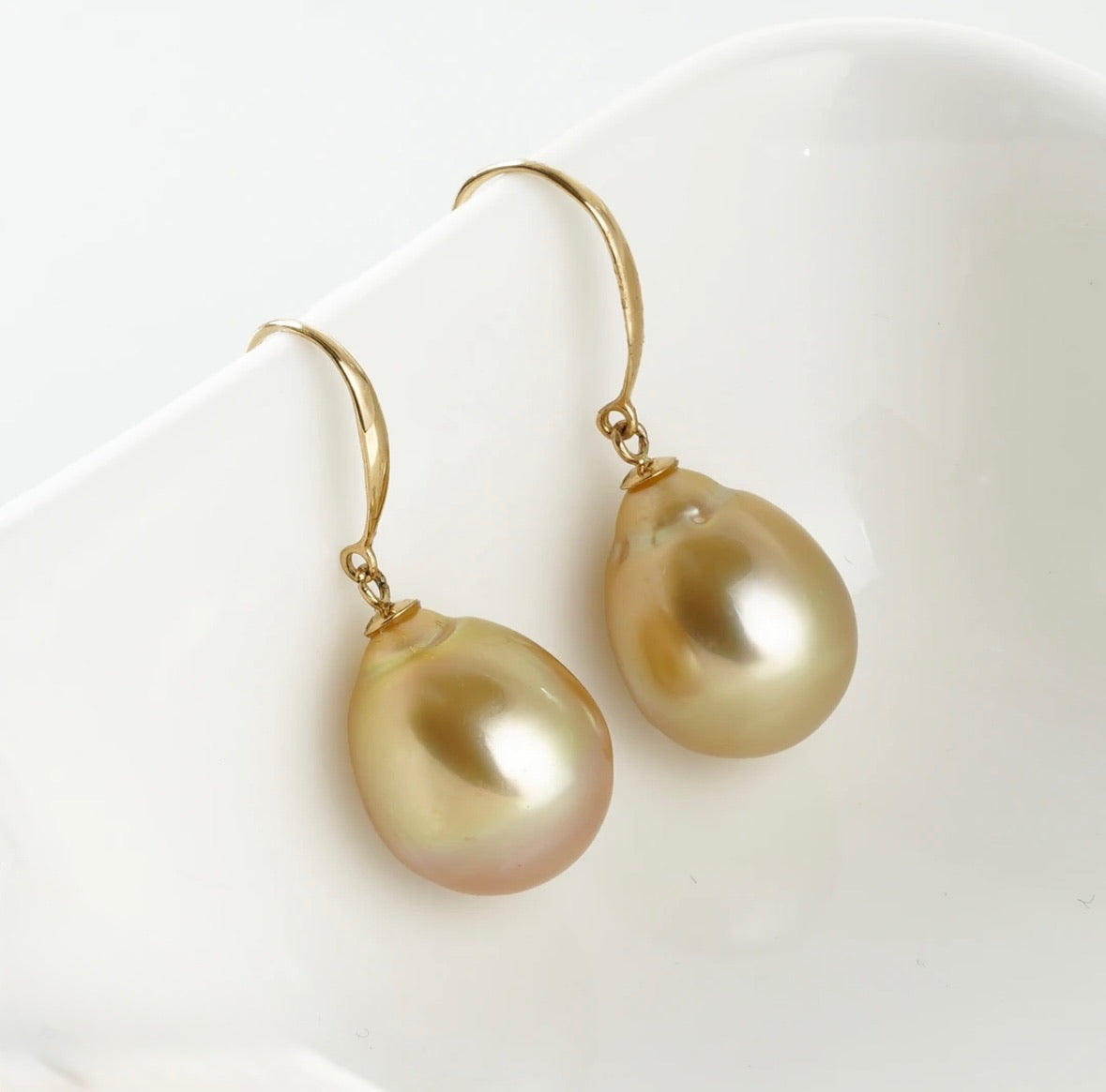 Philippine rich gold baroque pearl and Pavé Drop Earrings, Created for Ryleen Jewelry 11-13mm (Diverse Shipping)