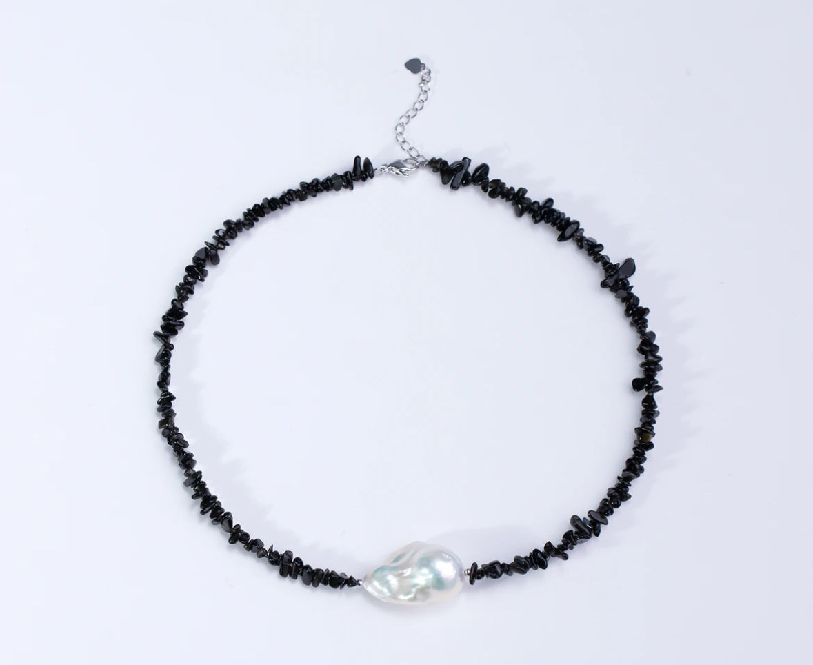 Unisex Style:Freshwater S925 silver spacer Baroque pearl necklace, 13-16mm,diverse delivery, 1 piece