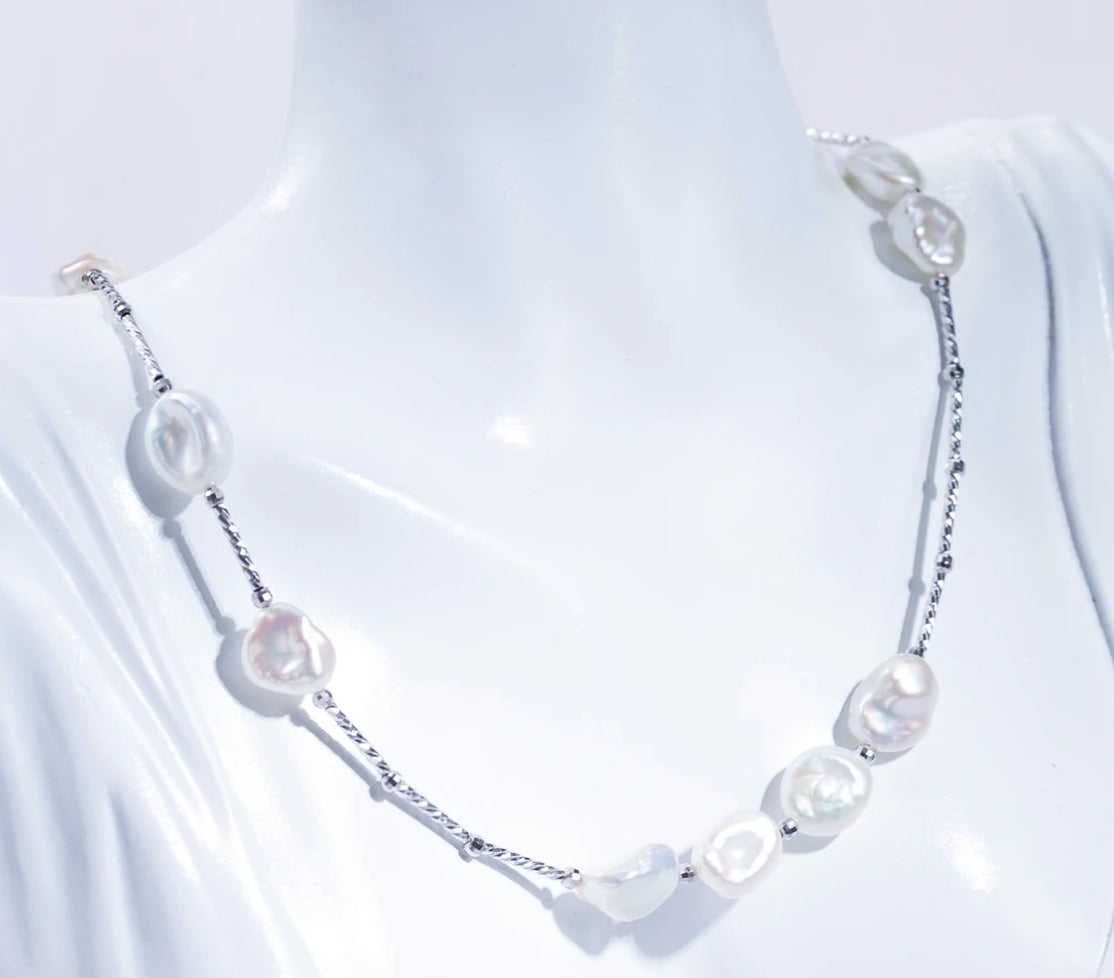 Wild KESHI Non-bead freshwater pearls with a sky full of stars all over, entire S925 silver (diverse shipping, one piece)