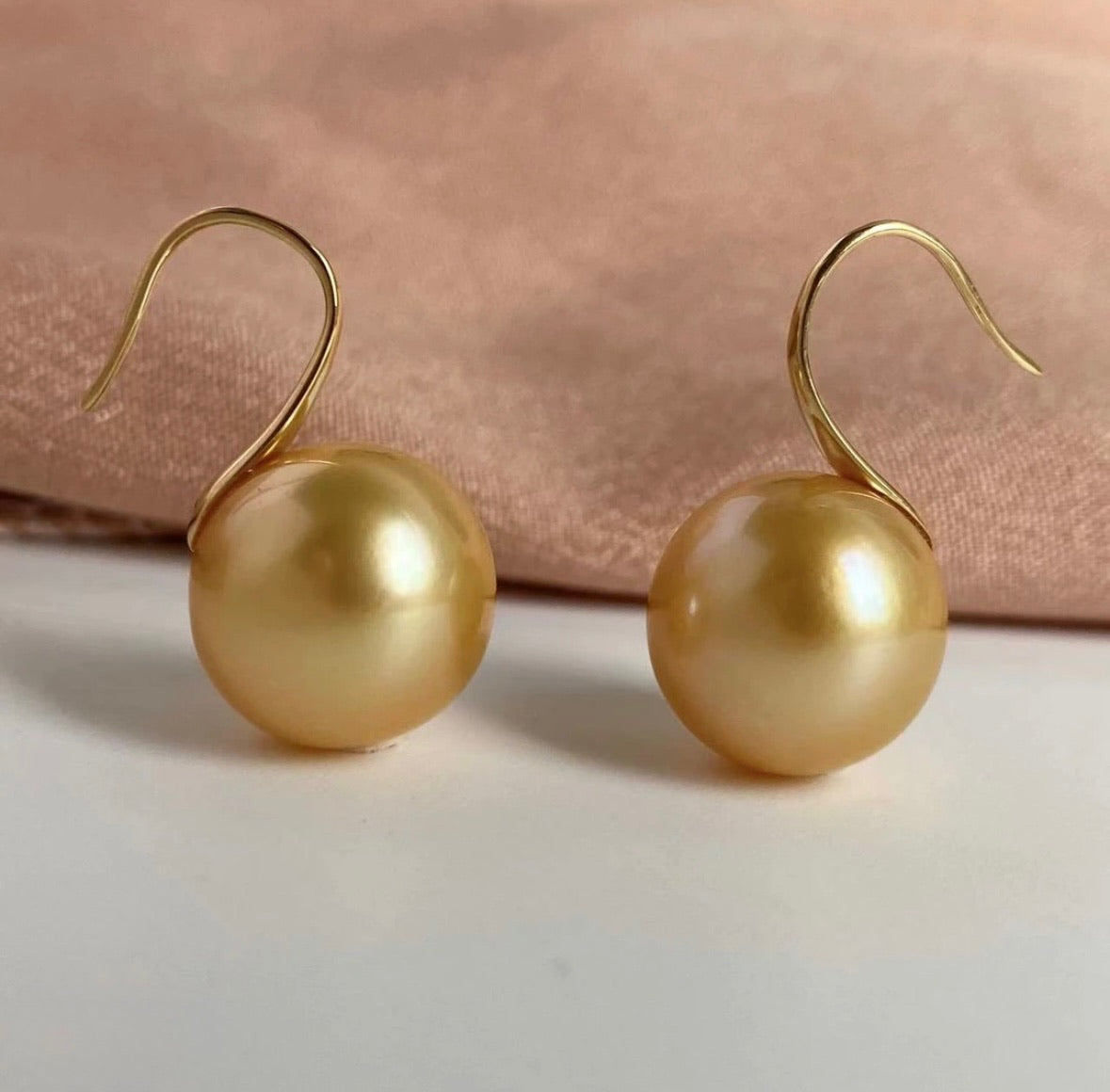 Philippine rich gold pearl and Pavé Drop Earrings, Created for Ryleen Jewelry 12-14mm (Diverse Shipping)