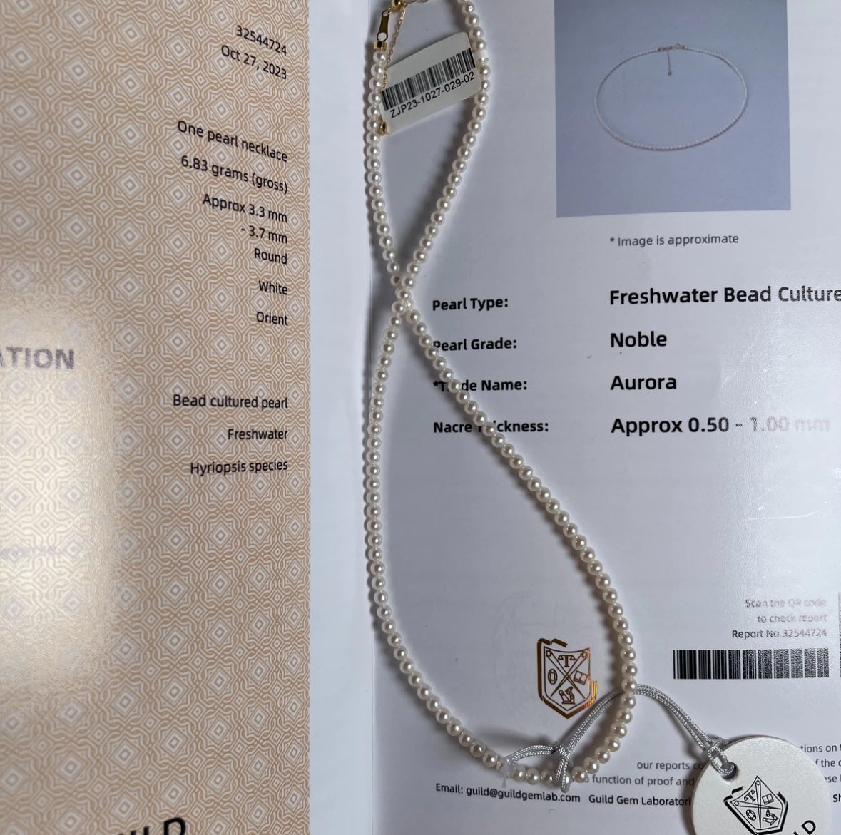 Guild Selected Five-Star Aurora Freshwater Baby Pearl Necklace 3-3.5mm