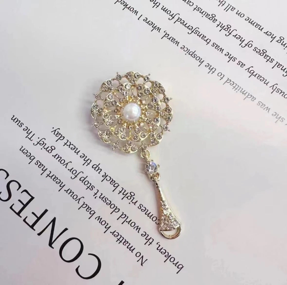 Designer Brooch with 5-6MM Freshwater Non-bead  Fresh water Pearls