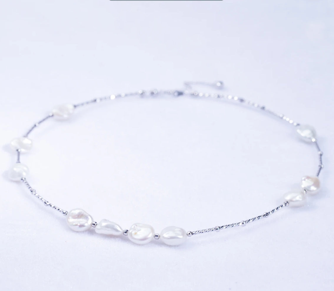 Wild KESHI Non-bead freshwater pearls with a sky full of stars all over, entire S925 silver (diverse shipping, one piece)