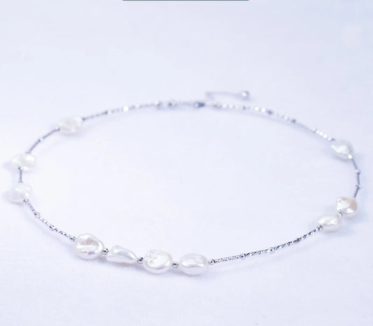 Wild KESHI Non-bead freshwater pearls with a sky full of stars all over, entire S925 silver (diverse shipping, one piece)