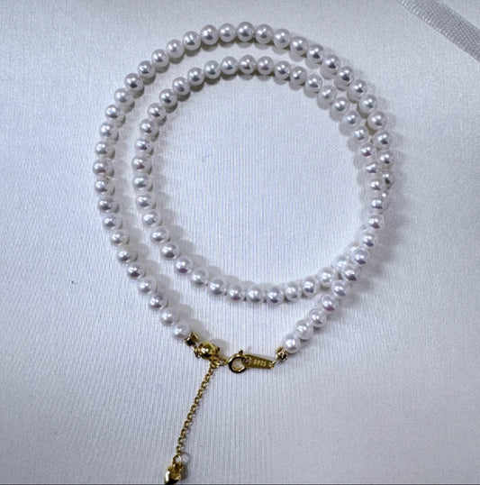 Baby Pearl:Natural Non-bead Freshwater Pearls: 3-4mm Super High Luster, Versatile Simple, Vintage Charm, White Pearls, Long Classic Style