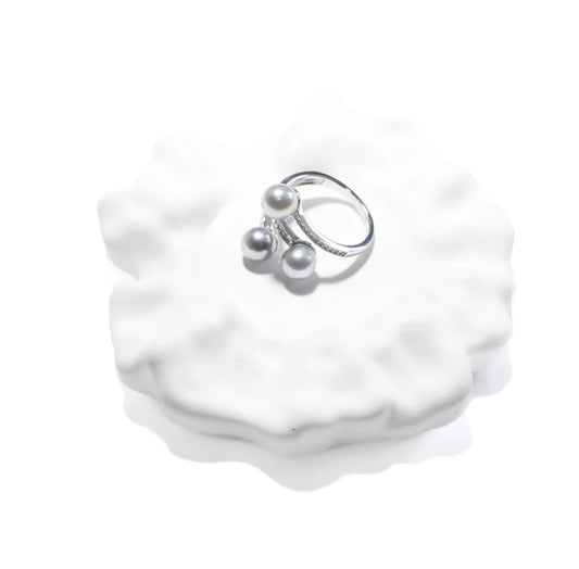 Japanese Madama Akoya Pearl  Designer Ring/8-8.5MM