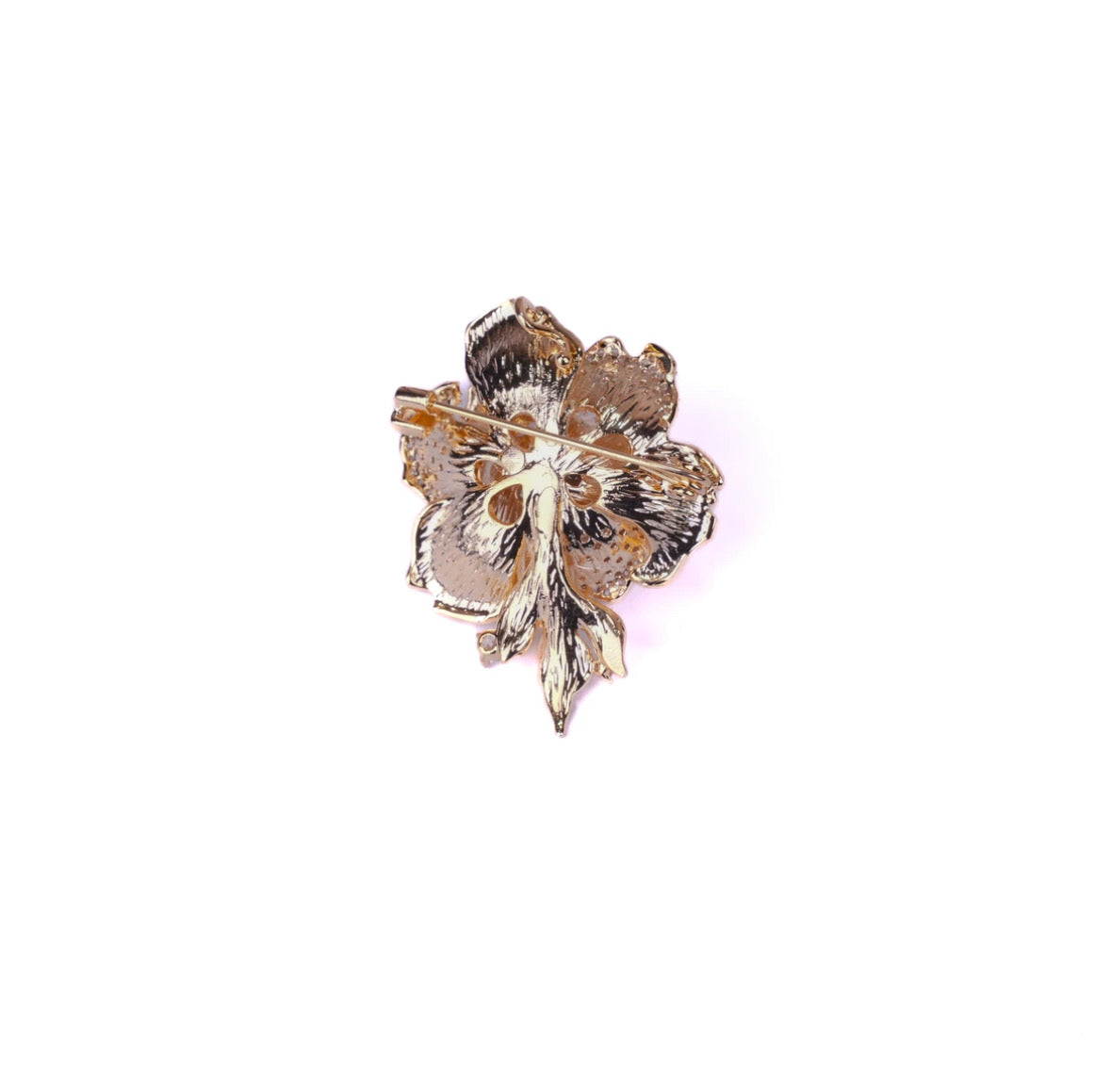 Golden Flower Brooch with Cultured Seawater Tahitian Pearl