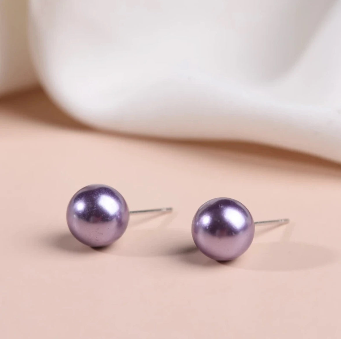 10-11mm Natural Freshwater Aurora Lustrous Purple Pearl S925 Silver Stud Earrings, A88