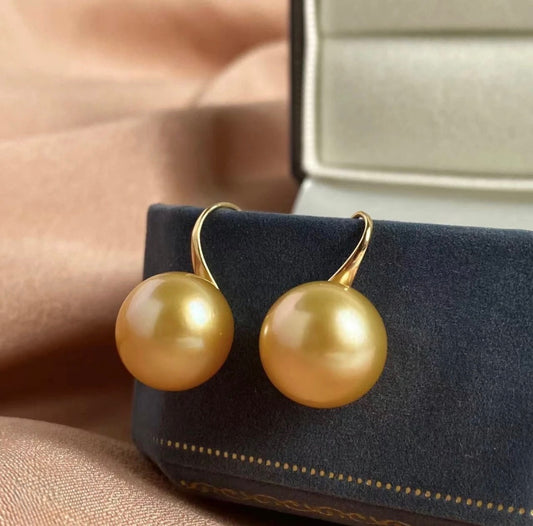 Philippine rich gold pearl and Pavé Drop Earrings, Created for Ryleen Jewelry 12-14mm (Diverse Shipping)
