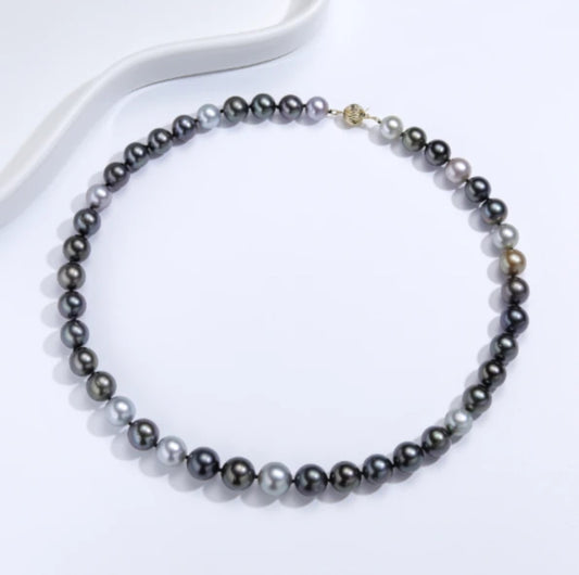 Morandi Color Palette Tahitian Pearl Necklace 9-11mm – Classic Seawater Pearls