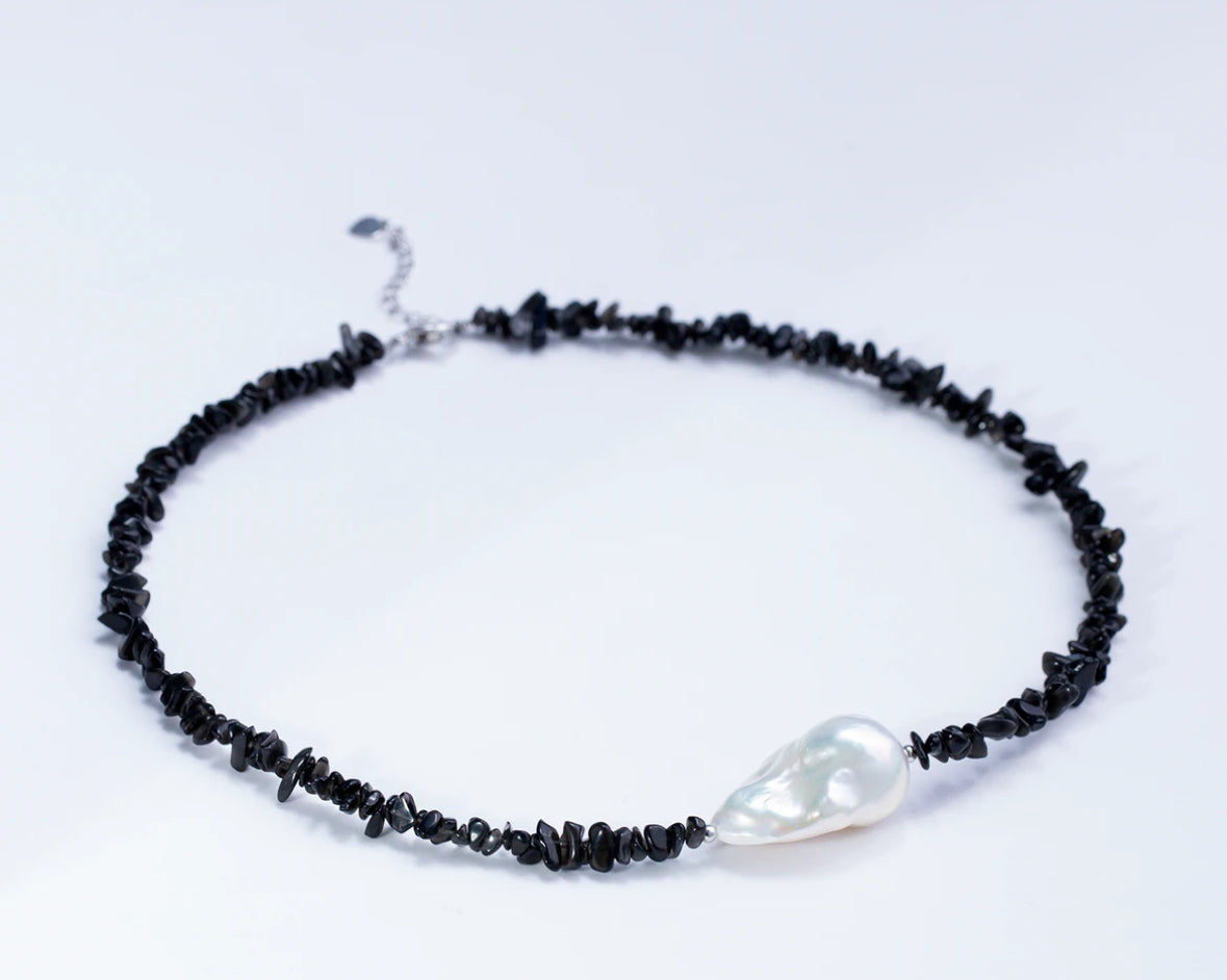 Unisex Style:Freshwater S925 silver spacer Baroque pearl necklace, 13-16mm,diverse delivery, 1 piece