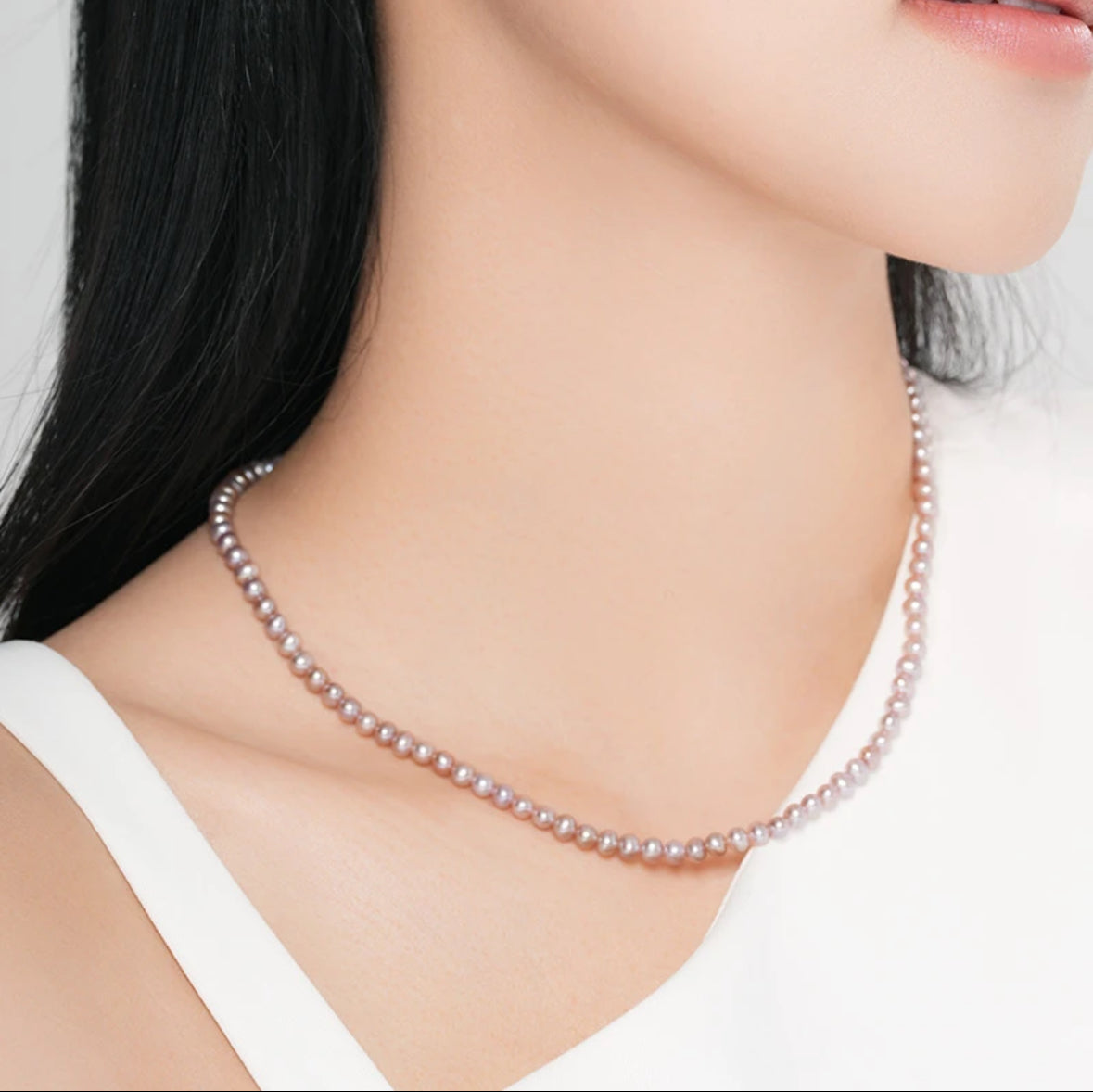 Freshwater Purple Purple, non-bead, 5.5-6.5mm, Star and Moon Radiance Design, Pearl Necklace