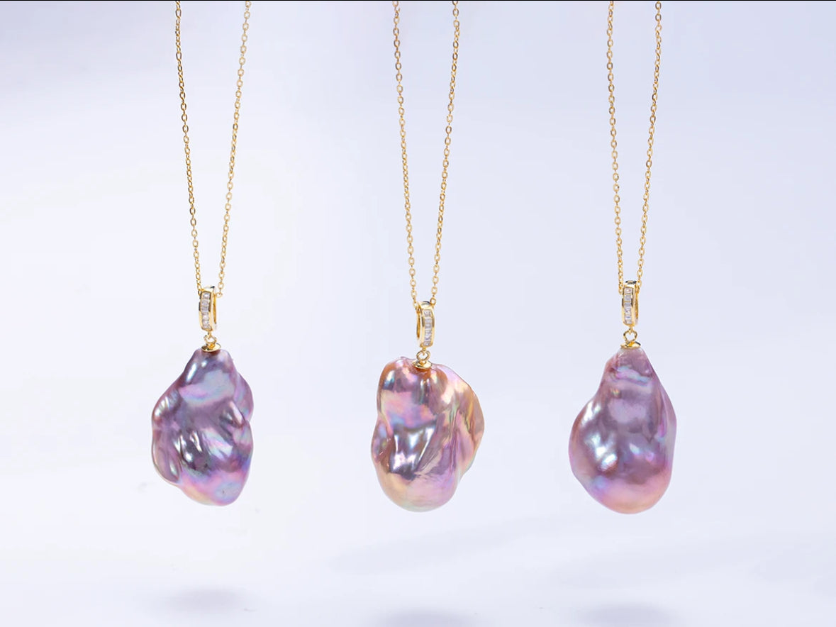 "A Koi Fish" freshwater Baroque pendant S925 silver, 13-16mm, versatile and stylish design