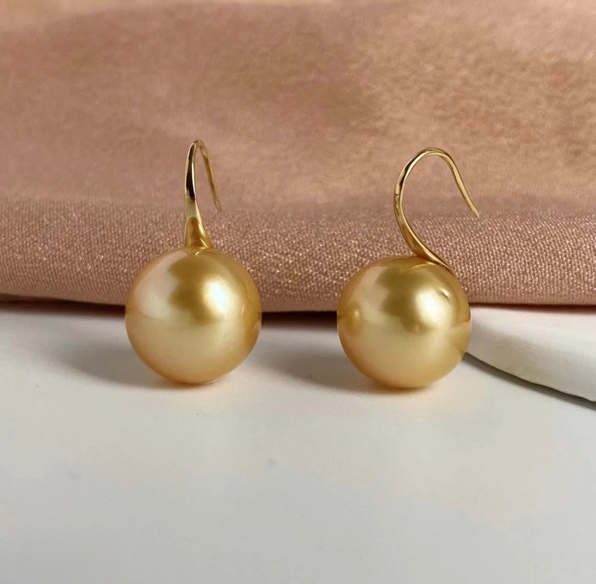 Philippine rich gold pearl and Pavé Drop Earrings, Created for Ryleen Jewelry 12-14mm (Diverse Shipping)