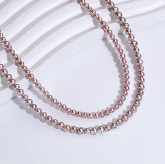 Freshwater Purple Purple, non-bead, 5.5-6.5mm, Star and Moon Radiance Design, Pearl Necklace