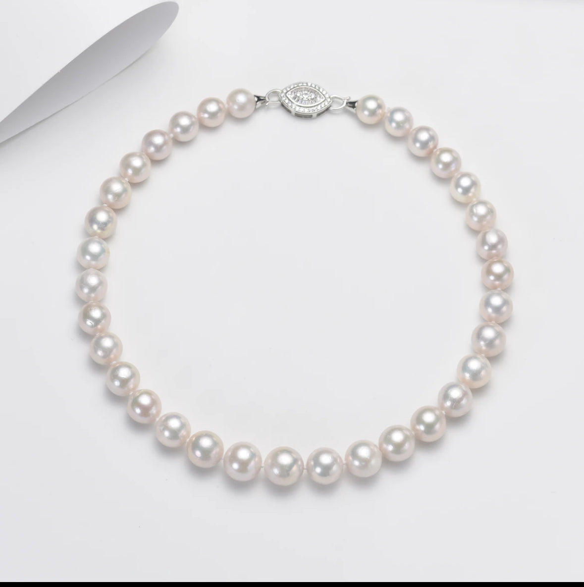 11-14mm Freshwater White Pearl Strand Necklace, Classic Elegance,A23