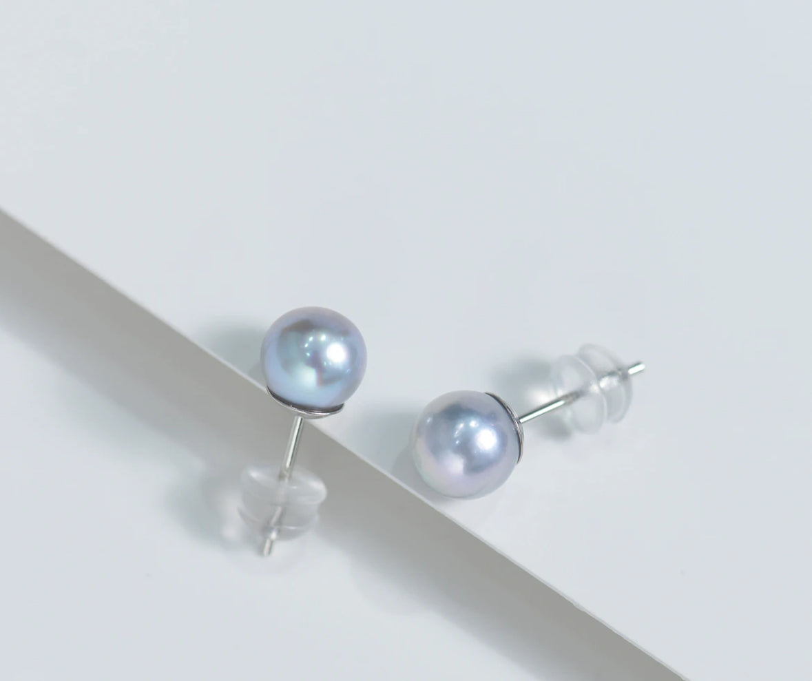 7-8mm Japanese Madama Akoya Pearl Earrings