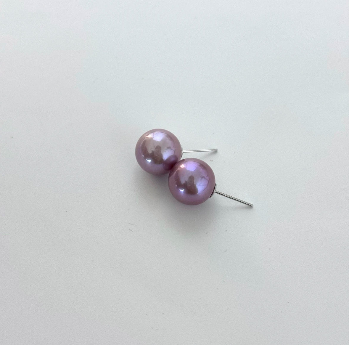 12-13mm Natural Freshwater Purple Pearl Fashionable S925 Silver Stud Earrings, Versatile