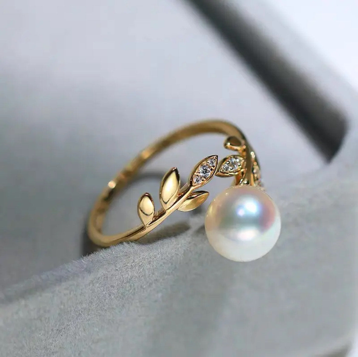 Design-Style Olive Branch Light Luxury Classic Fashion Pearl Ring