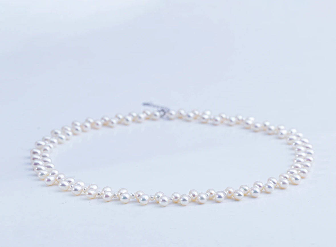 Freshwater Non-bead Pearl 'Floral Splendor' S925 Silver Versatile Fashion Necklace 2.5-3/4-5mm, Flawless to the Naked Eye