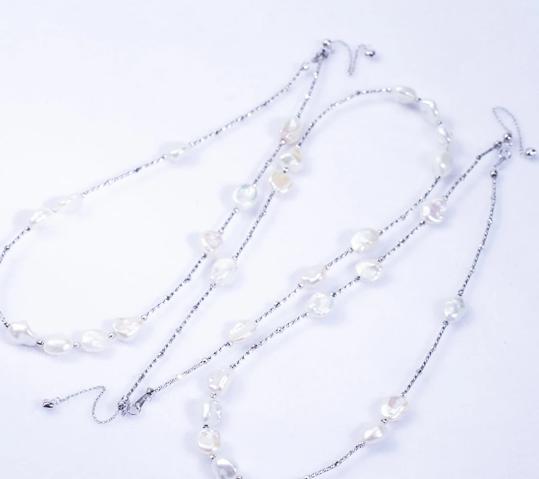 Wild KESHI Non-bead freshwater pearls with a sky full of stars all over, entire S925 silver (diverse shipping, one piece¥