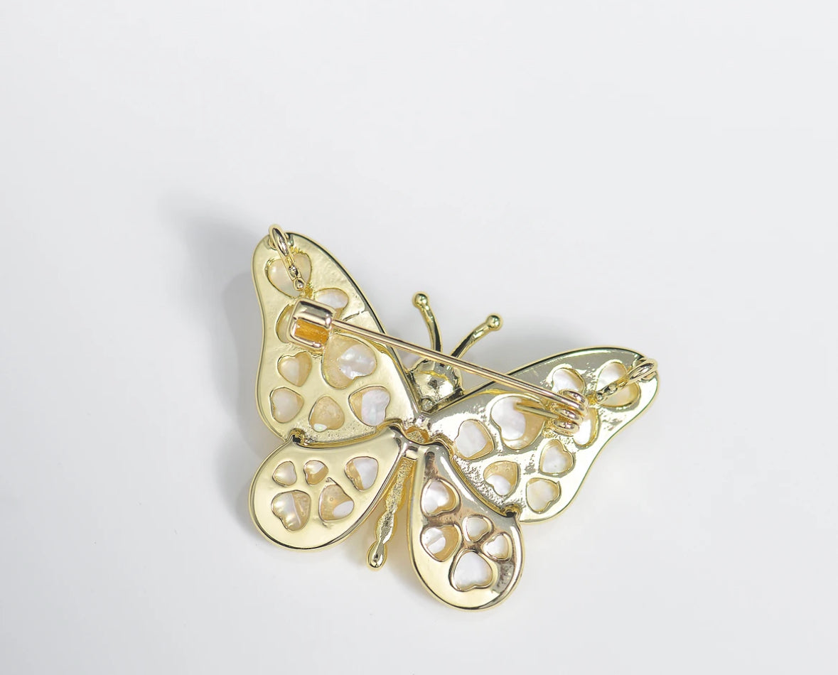 Seawater Akoya 'Happiness Butterfly' Pearl Brooch Light Luxury Temperament/Alloy/6-7mm Natural Pearl