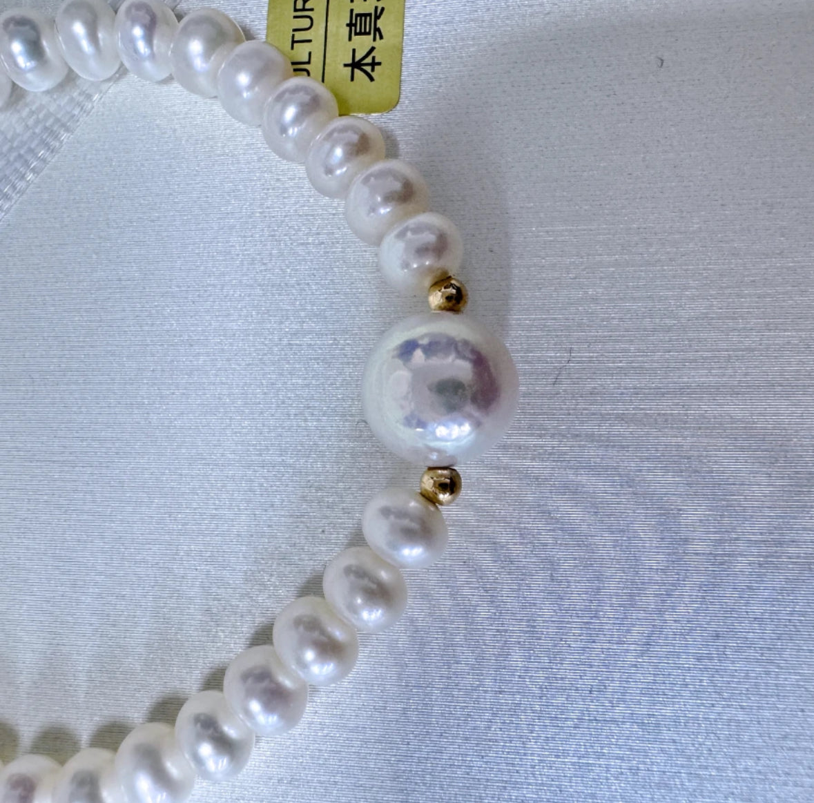 18k gold: pearl bracelet white versatile simple strong light elastic handmade