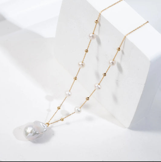 Full S925 Silver Natural Freshwater Pearl Starry Sky Baroque 2025 Spring/Summer Necklace