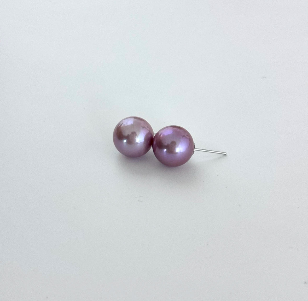 12-13mm Natural Freshwater Purple Pearl Fashionable S925 Silver Stud Earrings, Versatile