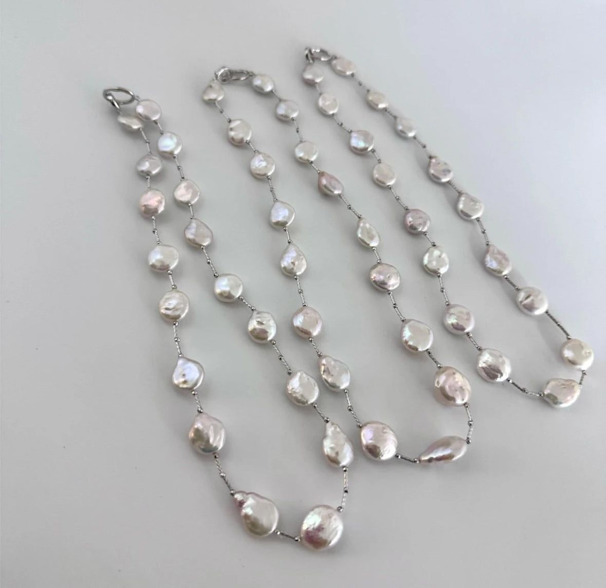 Aurora Coin-Shaped Freshwater Baroque Pearl Necklace (Variety Shipped, 1 Piece) 12-15mm