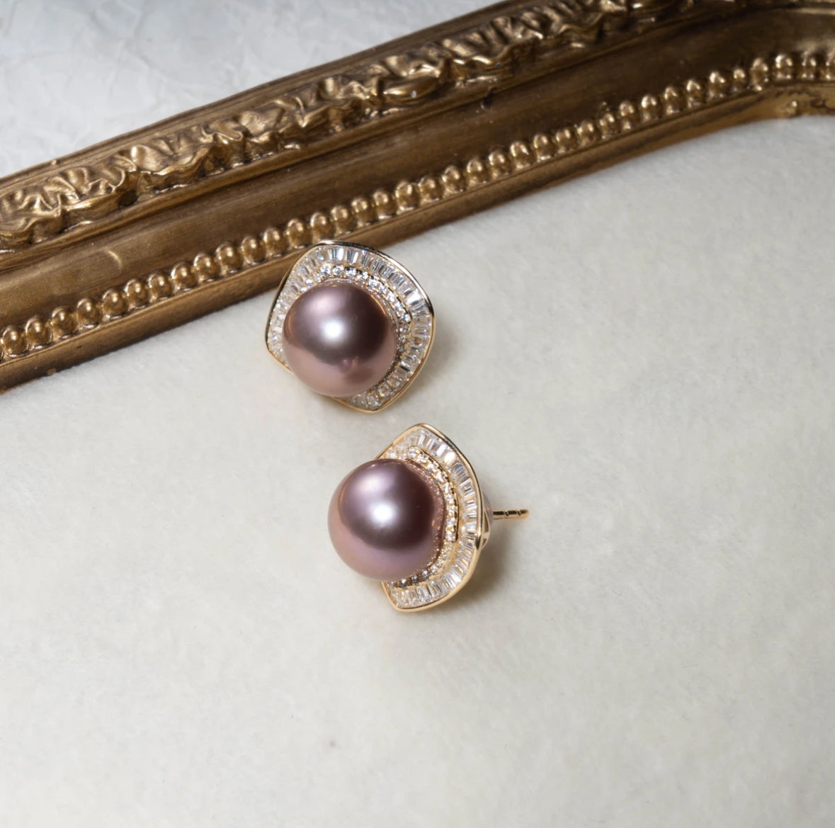 "Prestigious Trio" Purple Round Freshwater Pearl Elegant Three-Piece Set, 10-12MM