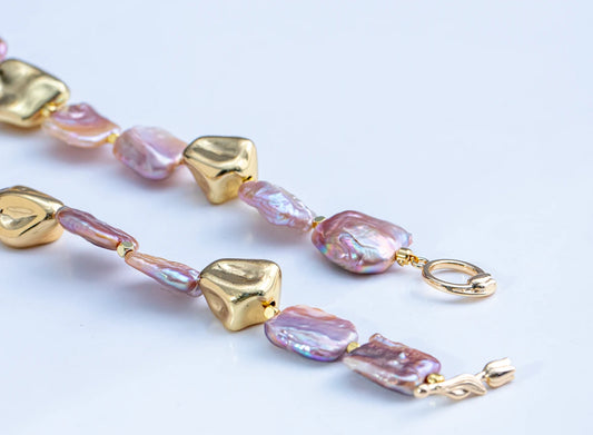 Design-Style Freshwater purple aurora Baroque "Golden Years' Necklace 15-20mm [Assorted Styles Shipped, 1 Piece]