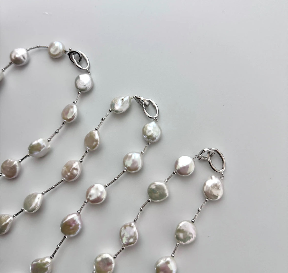 Aurora Coin-Shaped Freshwater Baroque Pearl Necklace (Variety Shipped, 1 Piece) 12-15mm