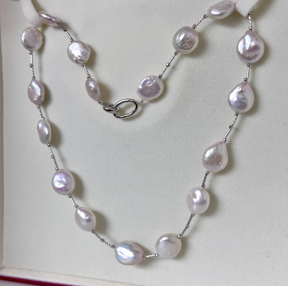 Aurora Coin-Shaped Freshwater Baroque Pearl Necklace (Variety Shipped, 1 Piece) 12-15mm