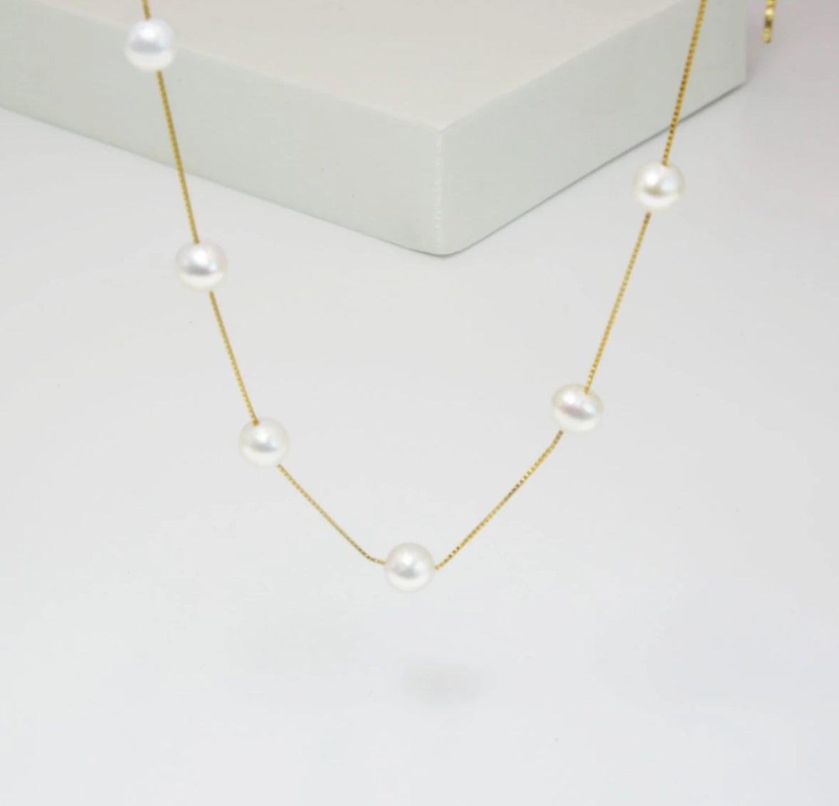 Non-bead Freshwater Pearl “a canopy of twinkling stars ”Necklace with S925 setting