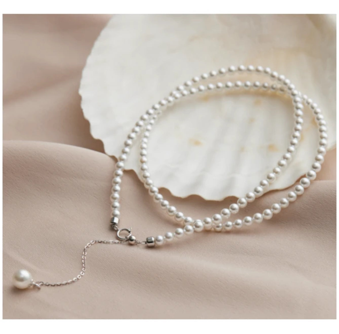 Japanese Akoya Baby Pearl Necklace with S925 Silver setting 3-4mm