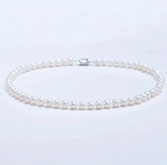 8.5-9.5mm Freshwater Non-bead cultured pearl collar necklace(include Guild gem Lab certified)