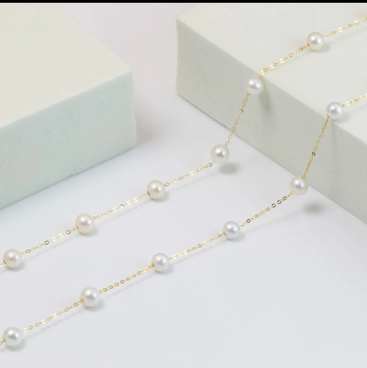 Non-bead Freshwater Pearl “a canopy of twinkling stars ”Necklace with S925 setting