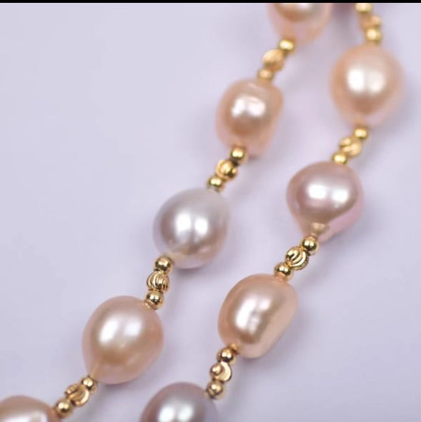 Natural Freshwater Pearl Necklace, Light Luxury Fashion Clavicle Chain with Multi-Color Pendant