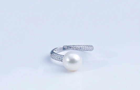 8.5mm Non-bead Freshwater Pearl S925 Silver All-match Fashionable Simple and Exquisite Ring