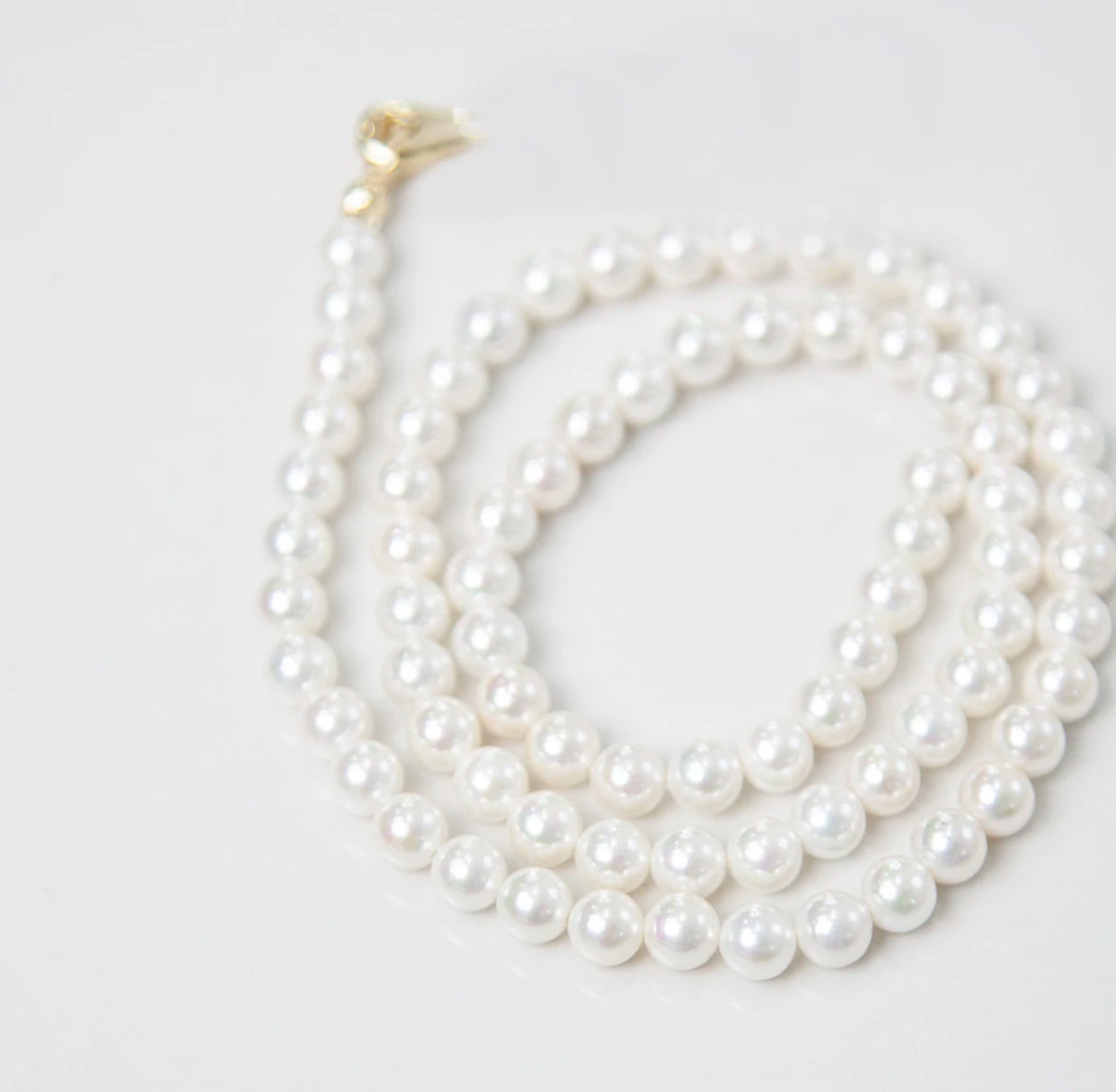 Japanese Akoya Pearl Necklace with 18K Gold setting 5-6mm