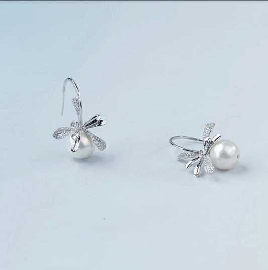 "Fairy" Freshwater Pearl 11-12mm S925 Sliver Earring Exquisite and Fashionable