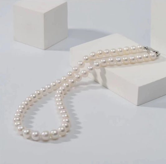 6.5-7.5mm Freshwater Non-bead cultured pearl collar necklace(include Guild gem Lab certified)