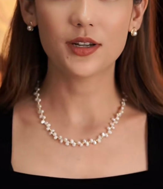 Freshwater Non-bead Pearl 'Floral Splendor' S925 Silver Versatile Fashion Necklace 2.5-3/4-5mm, Flawless to the Naked Eye