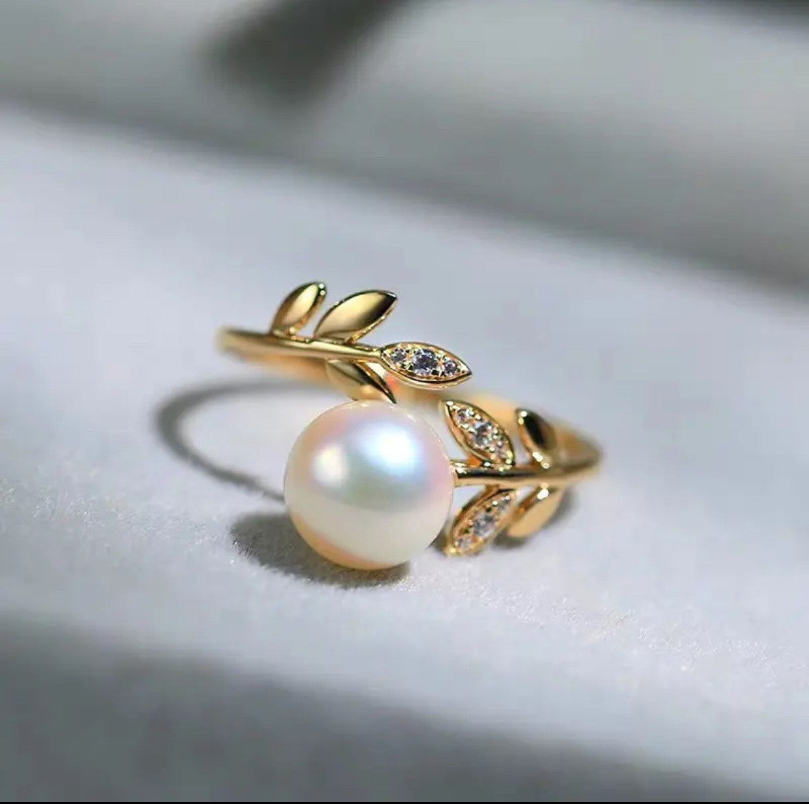 Design-Style Olive Branch Light Luxury Classic Fashion Pearl Ring